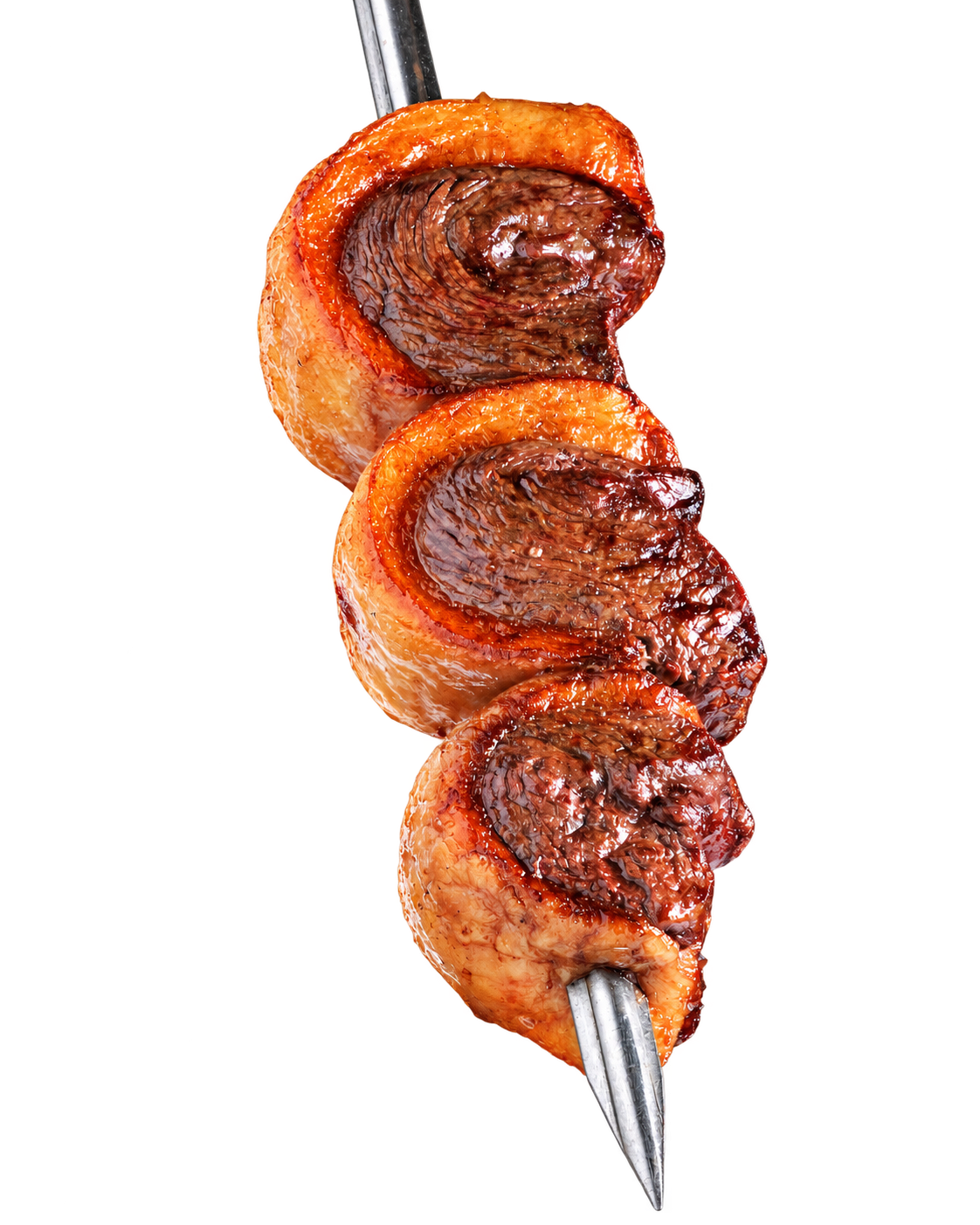 Espeto com cortes de carne assada na brasa